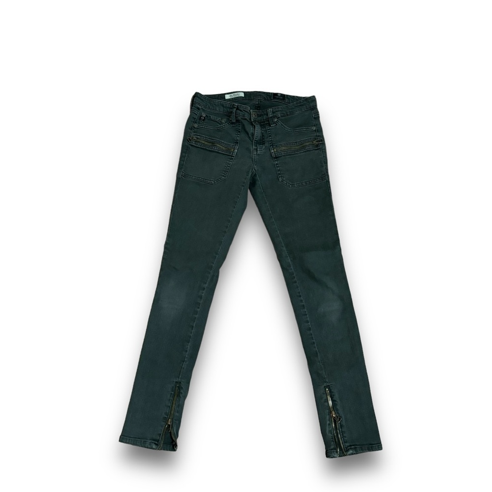 AG Adriano Goldschmied The Harlow Patch Pocket Zip Pants Green Size 26R 26x28